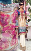 Digital Printed Lawn Shirt Embroidered Neckline Embroidered Front Daman Border 01 Embroidered Front Daman Border 02 Embroidered Sleeve Border Embroidered Trouser Motif Embroidered Trouser Border Cambric Cotton Trouser Digital Printed Chiffon Dupatta