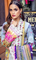 Digital Printed Lawn Shirt Embroidered Neckline Patti Embroidered Front Daman Border 01 Embroidered Front Daman Border 02 Embroidered Sleeve Border Embroidered Trouser Border Cambric Cotton Trouser Digital Printed Chiffon Dupatta