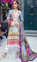 Digital Printed Lawn Shirt Embroidered Neckline Patti Embroidered Front Daman Border 01 Embroidered Front Daman Border 02 Embroidered Sleeve Border Embroidered Trouser Border Cambric Cotton Trouser Digital Printed Chiffon Dupatta