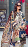 Digital Printed Lawn Shirt Embroidered Neckline Embroidered Front Daman Border Embroidered Sleeve Border Embroidered Trouser Motif Embroidered Trouser Border Cambric Cotton Trouser Digital Printed Chiffon Dupatta