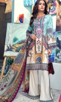 Digital Printed Lawn Shirt Embroidered Neckline Embroidered Front Daman Border Embroidered Sleeve Border Embroidered Trouser Border Embroidered Trouser Patti Cambric Cotton Trouser Digital Printed Chiffon Dupatta