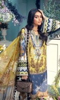 Digital Printed Lawn Shirt Embroidered Neckline Embroidered Front Daman Border Embroidered Sleeve Border Embroidered Trouser Border + Printed Patti Cambric Cotton Trouser Digital Printed Chiffon Dupatta