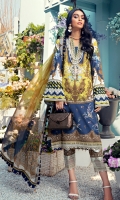 Digital Printed Lawn Shirt Embroidered Neckline Embroidered Front Daman Border Embroidered Sleeve Border Embroidered Trouser Border + Printed Patti Cambric Cotton Trouser Digital Printed Chiffon Dupatta