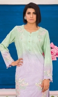 Chic, semi-formal straight ombre kameez embellished with laces and embroidery.