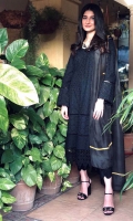 Alishay Adnan in our black self on self chikan kurta paired with chikan pants and a silk digital printed dupatta.