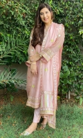 Malmaison pink crepe silk block printed tunic paired with a silk hand block printed dupatta.