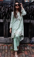 A chic, semi- formal, a-line kurta. It is embellished with trendy embroidery on the neckline and all around the hemline and booty chan all over.
