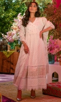 White schiffli angarkha with mirror detailing and block printing paired with pants and a chiffon block printed dupatta.