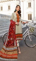 Shirt: Printed Cambric (3 meters) Dupatta: Printed Lawn Doriya (2.5 meters) Trouser: Dyed Cambric (2.5 meters)