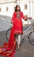 Shirt: Printed Cambric (3 meters) Dupatta: Printed Lawn Doriya (2.5 meters) Trouser: Dyed Cambric (2.5 meters)