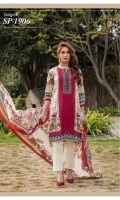03 pcs unstitched embroidered Lawn with printed Chiffon dupatta