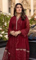 Sequins Embroidered Chiffon Front: 1yard Sequins Embroidered Chiffon Sleeves: 0.62yards Dyed Chiffon Back: 1.25yards Sequins Embroidered Chiffon Dupatta: 2yards Sequins Embroidered Dupatta Pallu: 2pcs Embroidered Neck Lace: 1 meter Embroidered Trouser Border: 1 meter Dyed Raw Silk Bottom Fabric: 2.5yards Shirt Length with Borders: 44”+ Inner Fabric Included
