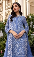 Sequins Embroidered Chiffon Front: 1yard Sequins Embroidered Chiffon Sleeves: 0.72yards Dyed Chiffon Back: 1.25yards Sequins Embroidered Chiffon Dupatta: 2.5yards Embroidered Front Organza Border: 0.82yards Embroidered Back Organza Border: 0.82yards Embroidered Trouser Border: 1 meter Dyed Raw Silk Bottom Fabric: 2.5yards Shirt Length with Borders: 48”+ Inner Fabric Included