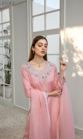 Radiate your personality in our exquisitely hand-embellished cotton silk shirt in peach with silver detailing on the boat neck, sleeves, and all over the front. It’s intricately designed with Zardozi, Dabka, and Sequins with floral motifs. It’s paired with beautiful cotton silk trouser with a very delicate self-embellished border and Organza dupatta designed with gorgeously embellished floral bunches on all 4 sides of the border with slightly sequin details all over it turns timeless beauty.