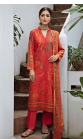 • Embroidered Silk Karandi Front • Digital Printed Silk Karandi Back and Sleeves • Digital Printed Silk Karandi Shawl • Dyed Silk Karandi Trouser