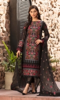 Shirt: Embroidered Lawn - 1 Meter Back: Embroidered Lawn - 1.5 Meter Dupatta: Embroidered Chiffon - 2.5 Meter Shalwar: Plain Cambric - 2.5 Meter