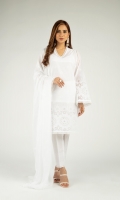 Shirt: Embroidered Lawn - 2.5 Meter Dupatta: Embroidered Chiffon - 2.5 Meter Shalwar: Plain Cambric - 2.5 Meter
