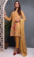 Shirt: Embroidered Swiss Lawn - 1 Meter Back: Embroidered Swiss Lawn - 1.5 Meter Dupatta: Chiffon - 2.5 Meter Shalwar: Plain Cambric - 2.5 Meter