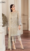 Embroidered Front  Embroidered Sleeves Plain Back Embroidered Sleeves Patch Embroidered Front Patch Embroidered Back Patch Embroidered Dupatta Patch Embroidered Net Dupatta Trousers