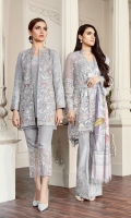 Embroidered Front  Embroidered Sleeves Plain Back Embroidered Sleeves Patch Embroidered Neckline Patch Embroidered Front Patch Embroidered Back Patch Embroidered Trouser Patch Digital Printed Silk Dupatta Trousers