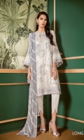 Embroidered Front Embroidered Side Panel Plain Back Embroidered Sleeves Embroidered Sleeves Patch Embroidered Front and Back Patch Embroidered Chiffon Dupatta Silk Trousers