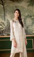Embroidered Front Embroidered Side Panel Plain Back Embroidered Sleeves Embroidered Sleeves Patch Embroidered Front and Back Patch Embroidered Net Dupatta Jamawar Trousers