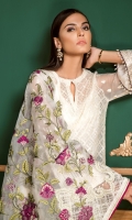 Embroidered Front Plain Back Embroidered Chiffon Sleeves Embroidered Sleeves Patch Embroidered Front and Back Patch Embroidered Organza Dupatta Silk Trousers