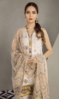Embroidered Lawn Front Digital Printed Lawn Back & Sleeves Embroidered Front Patch Dyed Cambric Lawn Trousers Embroidered Net Dupatta
