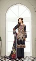 Embroidered Digital Printed Lawn Front  Digital Printed Lawn Back & Sleeves Embroidered Front Patch Dyed Cambric Lawn Trousers Digital Printed Silk Dupatta