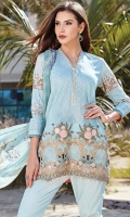 Digital Printed Lawn Shirt Embroidered Front Patch Dyed Cambric Lawn Trousers Digital Printed Chiffon Dupatta