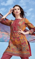 Digital Printed Lawn Shirt Embroidered Front Patch Dyed Cambric Lawn Trousers Digital Printed Chiffon Dupatta