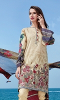 Digital Printed Lawn Shirt Embroidered Front Patch Dyed Cambric Lawn Trousers Digital Printed Chiffon Dupatta