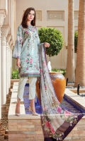 Digital Printed Lawn Shirt Embroidered Neckline Patch Dyed Cambric Lawn Trousers Digital Printed Chiffon Dupatta