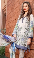 Digital Printed Lawn Shirt (With Embroidered Front) 3.15 Meter Embroidered Front Bottom Patch 1.00 Meter Digital Printed Pure Silk Dupatta 2.50 Meter Printed Cambric Lawn Trousers 2.50 Meter Embroidered Trousers Patch 2 Piece
