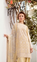 EMBROIDERED SWISS LAWN FRONT EMBROIDERED SWISS LAWN SIDE PANEL PLAIN SWISS LAWN BACK EMBROIDERED SWISS LAWN SLEEVES EMBROIDERED SLEEVES PATCH EMBROIDERED FRONT + BACK PATCH DYED CAMBRIC LAWN TROUSERS DIGITAL PRINTED CHIFFON DUPATTA