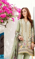 EMBROIDERED SWISS LAWN FRONT PLAIN SWISS LAWN BACK EMBROIDERED SWISS LAWN SLEEVES EMBROIDERED SLEEVES PATCH EMBROIDERED NECKLINE PATCH EMBROIDERED FRONT + BACK PATCH DYED CAMBRIC LAWN TROUSERS DIGITAL PRINTED CHIFFON DUPATTA