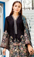EMBROIDERED SWISS LAWN FRONT EMBROIDERED SWISS LAWN SIDE PANEL PLAIN SWISS LAWN BACK EMBROIDERED SWISS LAWN SLEEVES EMBROIDERED SLEEVES PATCH EMBROIDERED NECKLINE PATCH EMBROIDERED FRONT + BACK PATCH DYED CAMBRIC LAWN TROUSERS DIGITAL PRINTED CHIFFON DUPATTA
