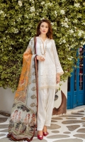 EMBROIDERED SWISS LAWN FRONT PLAIN SWISS LAWN BACK EMBROIDERED SWISS LAWN SLEEVES EMBROIDERED SLEEVES PATCH EMBROIDERED FRONT + BACK PATCH DYED CAMBRIC LAWN TROUSERS DIGITAL PRINTED CHIFFON DUPATTA EMBROIDERED TROUSERS PATCH