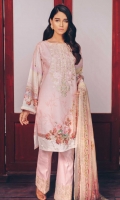 Printed Shirt: 2.9 M Dyed Pants: 2.5 M Printed Chiffon Dupatta: 2.5 M Embroidered Neckline: 1 Pc  Embroidered Pants Border: 1 M