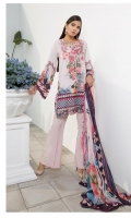 Silk Printed Dupatta: 2.5 M Lawn Texture Front Printed: 1.1 M Lawn Texture Back Printed: 1.1 M Lawn Texture Sleeves Printed: 0.6 M Dyed Pants: 2.5 M Emroidered Front Border: 0.6 M Emroidered Pant Border: 1.0 M Embroidered Neckline: 1 Pc Embroidered Pant Motifs: 2 Pc