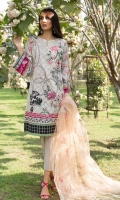 Printed Shirt: 2.9 M Dyed Pants: 2.5 M Embroidered Net Dupatta: 2.5 M Embroidered Neckline Motif: 1 Pc