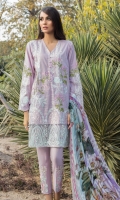 Embroidered Front: 1 M Dyed Back: 1 M Dyed Sleeves: 0.6 M Dyed Pants: 2.5 M Printed Chiffon Dupatta: 2.5 M Embroidered Sleeves Motifs: 2 Pc Embroidered Pant Motifs: 2 Pc Embroidered Front Border: 0.6 M