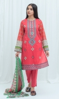 2.9 Mtrs Printed Lawn Shirt With Embroidery 0.7 Mtrs Embroidered Border 2.5 Mtrs Printed Blended Chiffon Dupatta