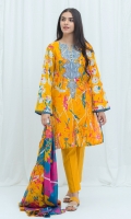2.9 Mtrs Printed Lawn Shirt With Embroidery 2.5 Mtrs Printed Lawn Dupatta