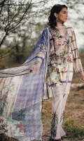 Printed Shirt: 2.9 M Printed Chiffon Dupatta: 2.5 M Dyed Pants: 2.5 M Embroidered Neckline: 1 Pc  Embroidered Pants Motifs: 2 Pc