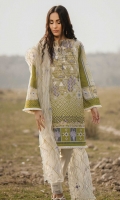 Printed Shirt: 2.9 M Embroidered Net Dupatta: 2.5 M Dyed Pants: 2.5 M Embroidered Neckline: 1 Pc