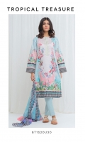 Printed Lawn Shirt With Embroidery Printed Blended Chiffon Dupatta & Dyed Pants 