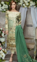 Twill Viscose Embroidered Front  Printed Back & Sleeves  Embroidered Shawl  Dyed Trouser