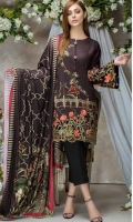 Twill Viscose Embroidered Front  Printed Back & Sleeves  Printed Viscose Shawl  Dyed Trouser