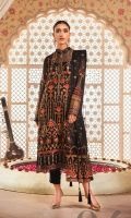 Embroidered Chiffon Front Embroidered Chiffon Back Embroidered Organza Front And Back Border Embroidered Chiffon Sleeves Embroidered Organza Sleeve Patch Raw Silk Pants Embroidered Net Dupatta Embroidered Net Dupatta Pallu Patch